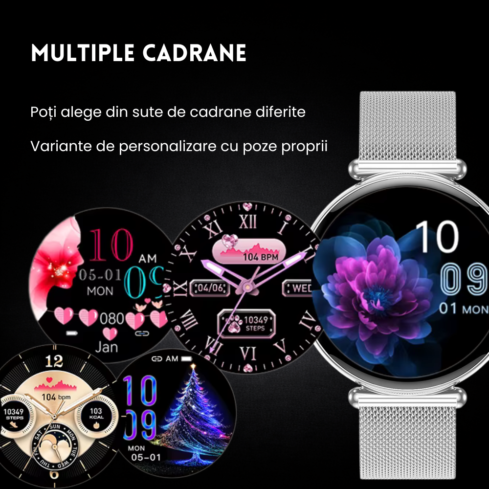 Ceas smartwatch dama Evolve-x® EvoPulse PRO, EKG, Apeluri si mesaje bluetooth, Monitorizare Sanatate [25]