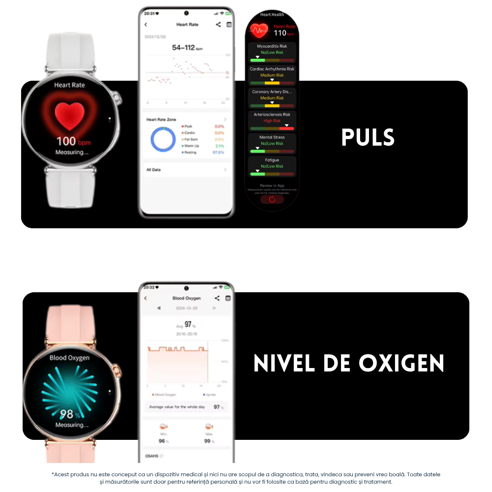 Ceas smartwatch dama Evolve-x® EvoPulse PRO, EKG, Apeluri si mesaje bluetooth, Monitorizare Sanatate [17]