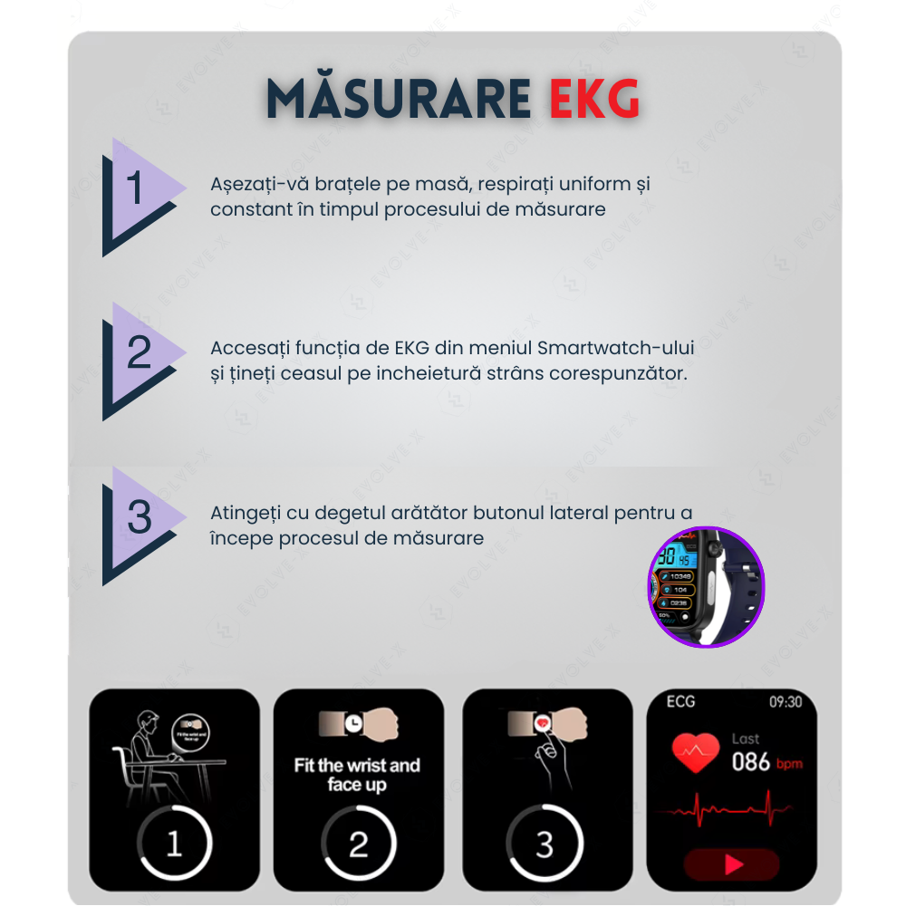 Ceas smartwatch Evolve-x® EvoPulse PRO, EKG, Apeluri si mesaje bluetooth, Monitorizare Sanatate, negru [13]