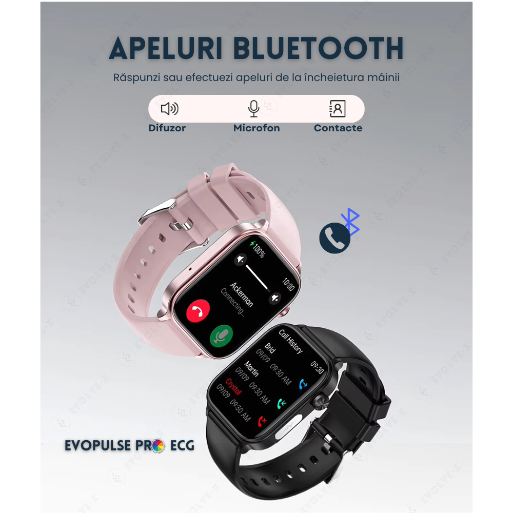 Ceas smartwatch Evolve-x® EvoPulse PRO, EKG, Apeluri si mesaje bluetooth, Monitorizare Sanatate, rose gold [7]