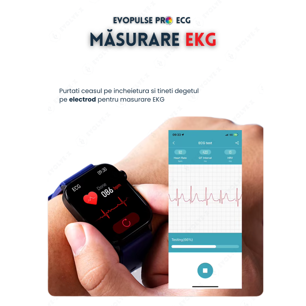 Ceas smartwatch Evolve-x® EvoPulse PRO, EKG, Apeluri si mesaje bluetooth, Monitorizare Sanatate, rose gold [12]