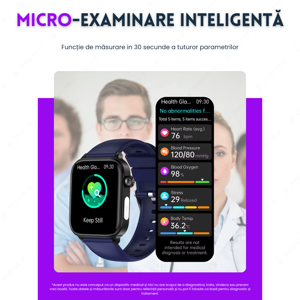 Ceas smartwatch Evolve-x® EvoPulse PRO, EKG, Apeluri si mesaje bluetooth, Monitorizare Sanatate, negru [16]