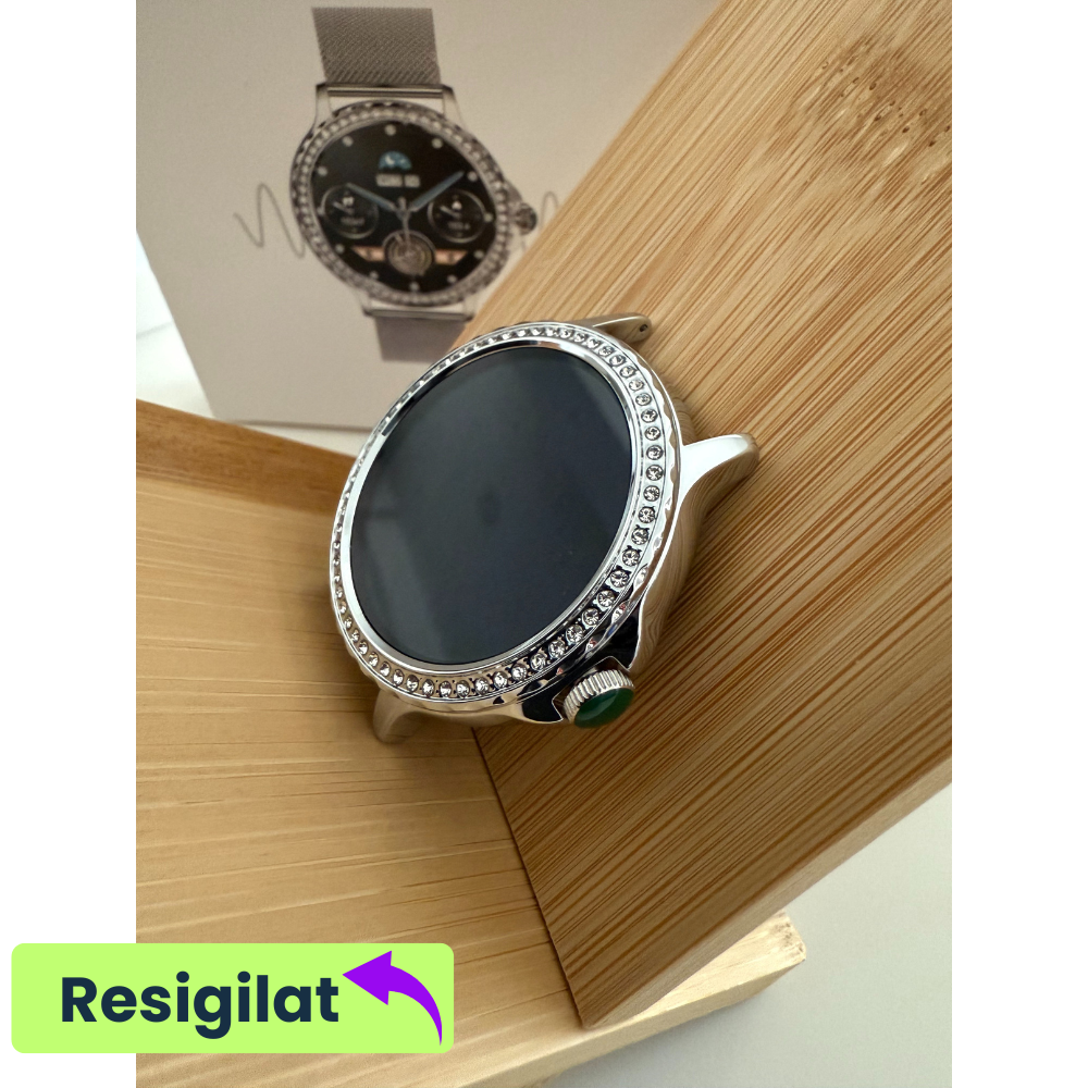 RESIGILAT: Ceas smartwatch dama Evolve-x® EvoWatch 9 cu Apeluri si mesaje bluetooth, Monitorizare sanatate si Asistent vocal, 2 bratari incluse [5]