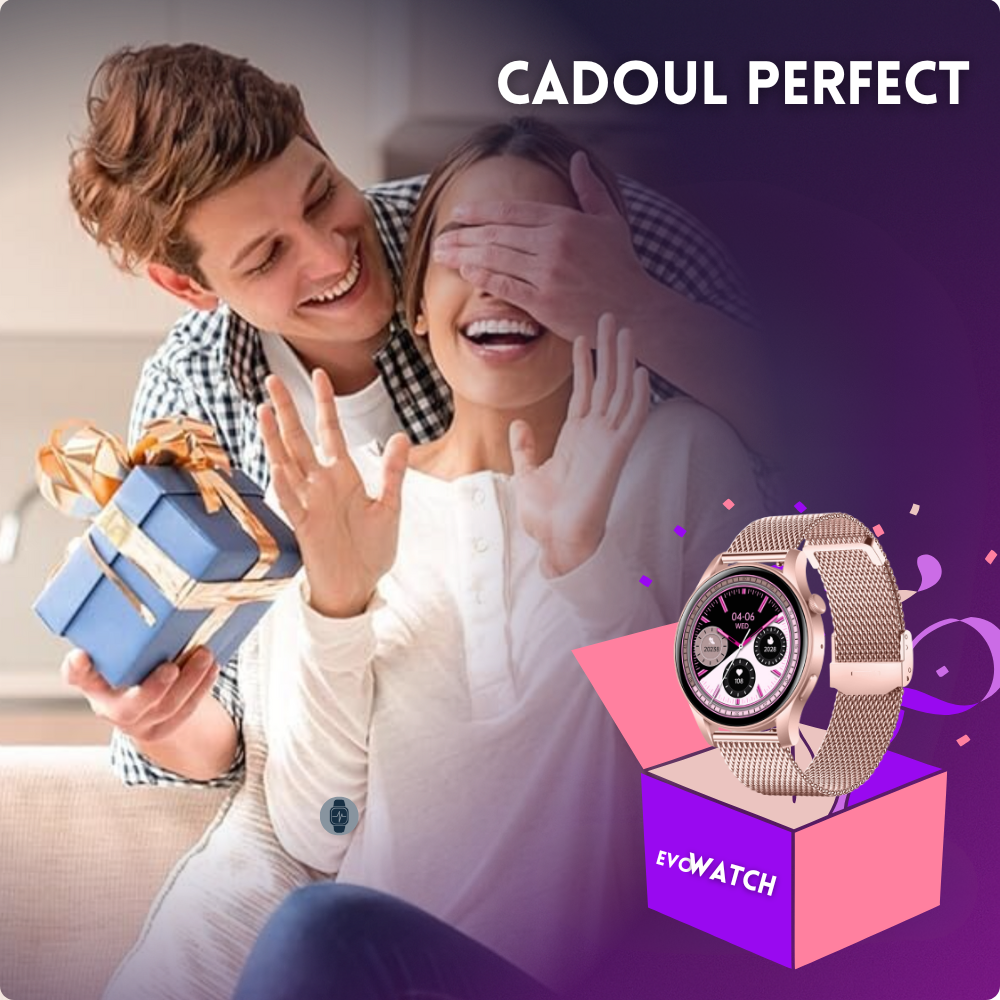 Ceas smartwatch dama Evolve-x® EvoWatch NOVA, Apeluri bluetooth, Microfon, Monitorizare Sanatate, Notificari, Asistent vocal, Ecran AMOLED 1.43 inch HD, compatibil iOS si Android, doua bratari [16]