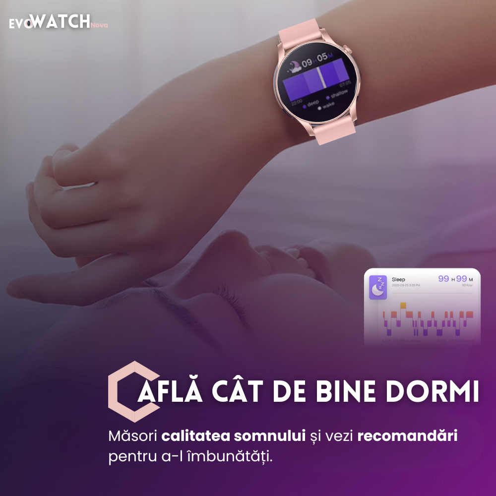 Ceas smartwatch dama Evolve-x® EvoWatch NOVA, Apeluri bluetooth, Microfon, Monitorizare Sanatate, Notificari, Asistent vocal, Ecran AMOLED 1.43 inch HD, compatibil iOS si Android, doua bratari [11]