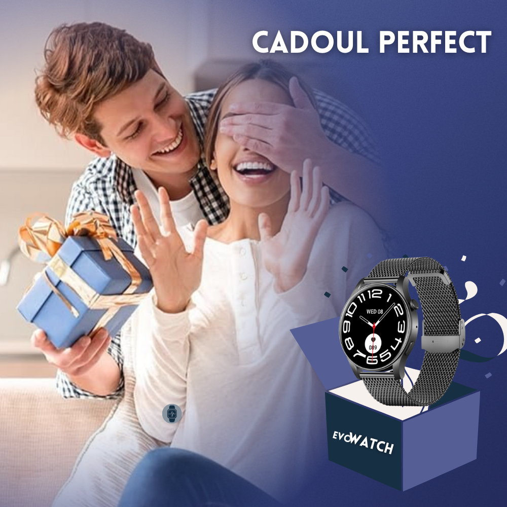 Ceas smartwatch dama Evolve-x® EvoWatch NOVA, Apeluri bluetooth, Microfon, Monitorizare Sanatate, Notificari, Asistent vocal, Ecran AMOLED 1.43 inch HD, compatibil iOS si Android, doua bratari [17]