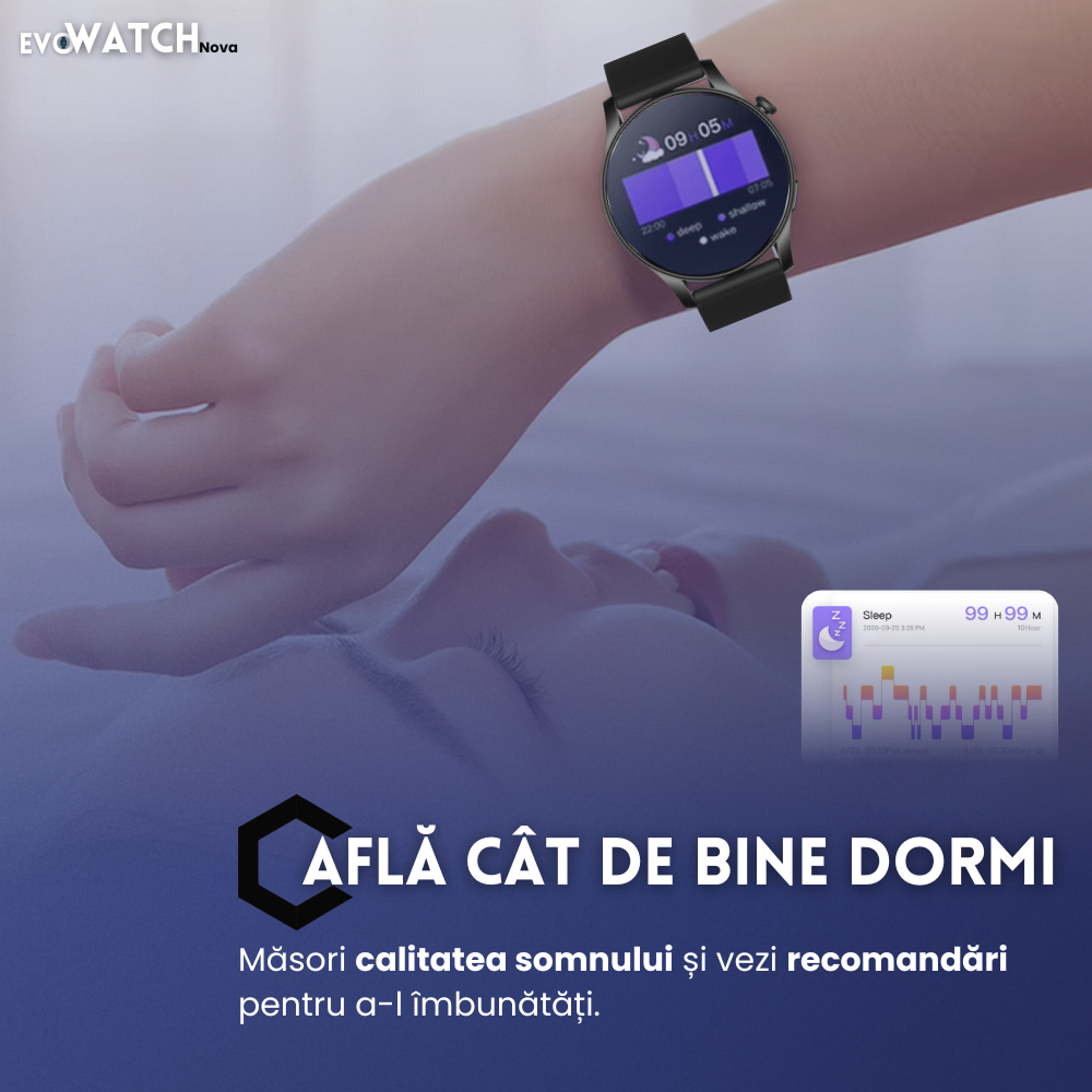 Ceas smartwatch dama Evolve-x® EvoWatch NOVA, Apeluri bluetooth, Microfon, Monitorizare Sanatate, Notificari, Asistent vocal, Ecran AMOLED 1.43 inch HD, compatibil iOS si Android, doua bratari [12]
