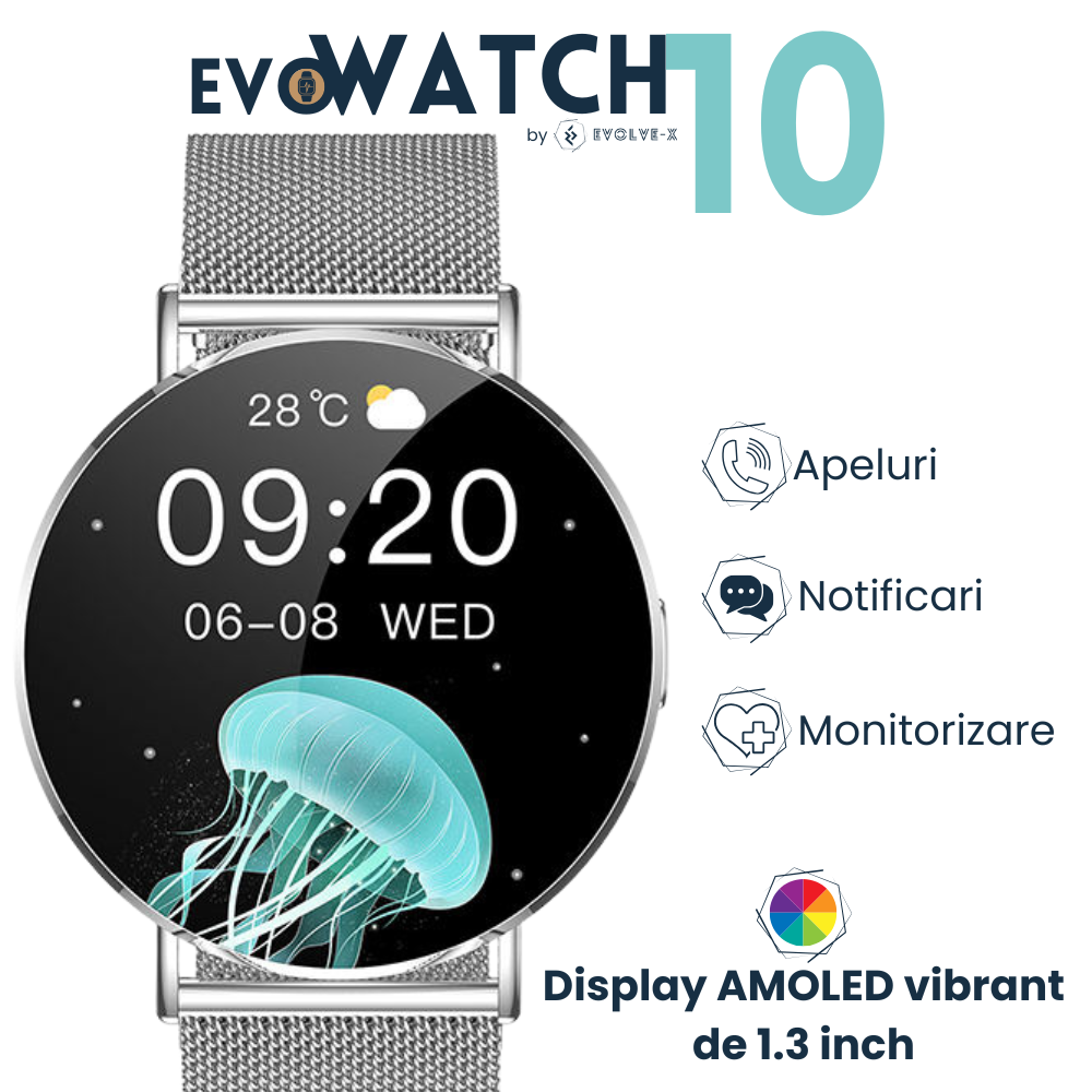 Ceas smartwatch dama Evolve-x® EvoWatch10 PRO, Apeluri si Notificari bluetooth, Monitorizare Sanatate [5]