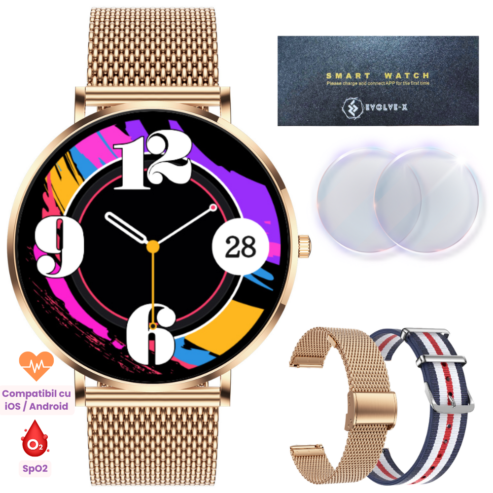 Ceas smartwatch dama Evolve-x® EvoWatch10 Ultra, Apeluri si Notificari bluetooth, Monitorizare Sanatate [2]