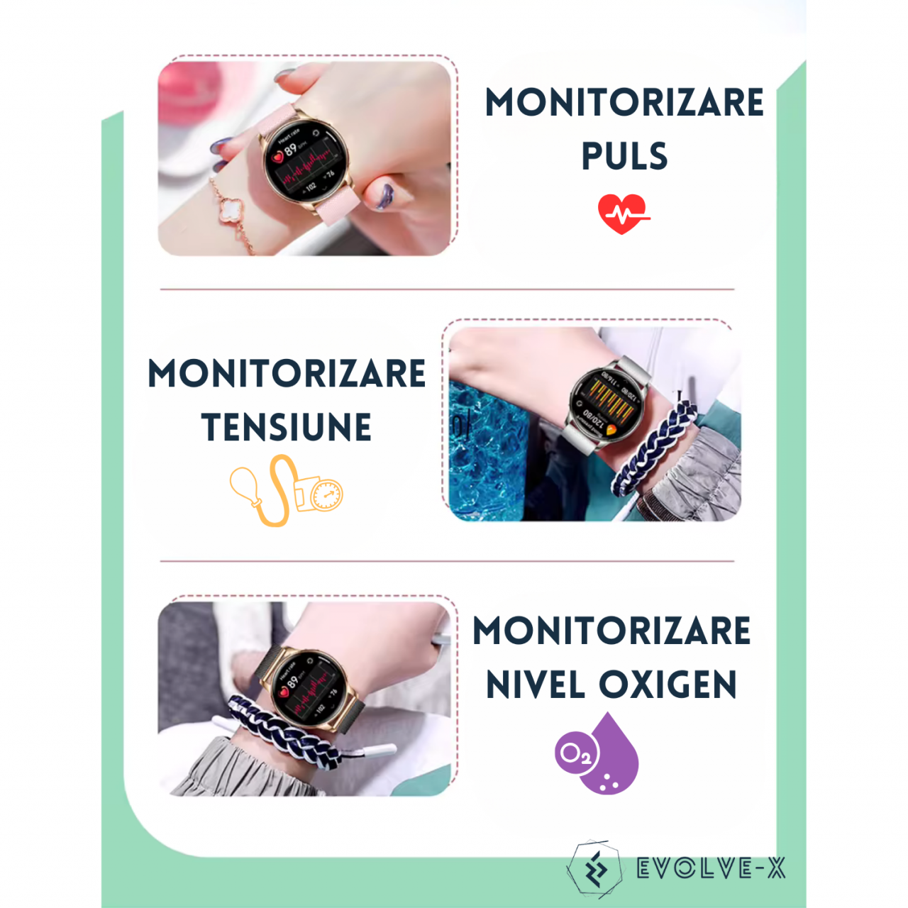 Ceas smartwatch dama Evolve-x® PRO 10 [8]