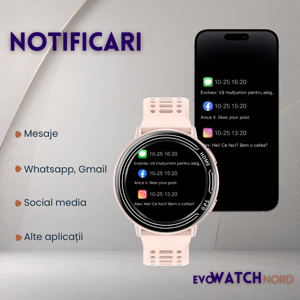 Ceas smartwatch dama, fitness, sport, meniu in limba romana, functie apel Bluetooth, notificari, ecran 1.39", monitorizare puls, tensiune, oxigen si somn, 2 bratari incluse, compatibil iOS si Android [10]