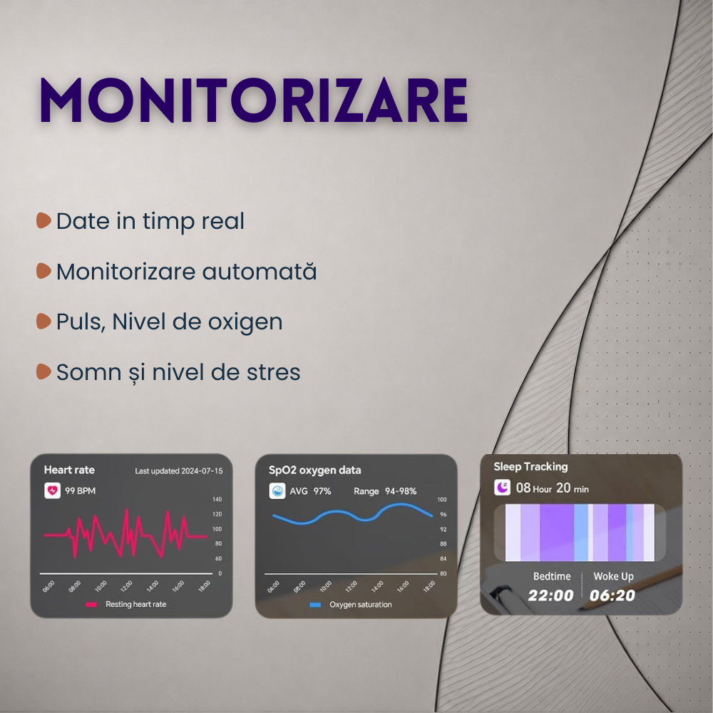 Ceas smartwatch dama, fitness, sport, meniu in limba romana, functie apel Bluetooth, notificari, ecran 1.39", monitorizare puls, tensiune, oxigen si somn, 2 bratari incluse, compatibil iOS si Android [15]