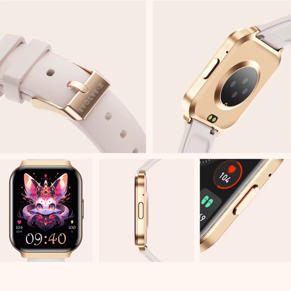 Ceas smartwatch dama Evolve-x® EvoWatch 8 auriu, Monitorizare sanatate, Apeluri si notificari Bluetooth, Functii fitness, auriu [4]