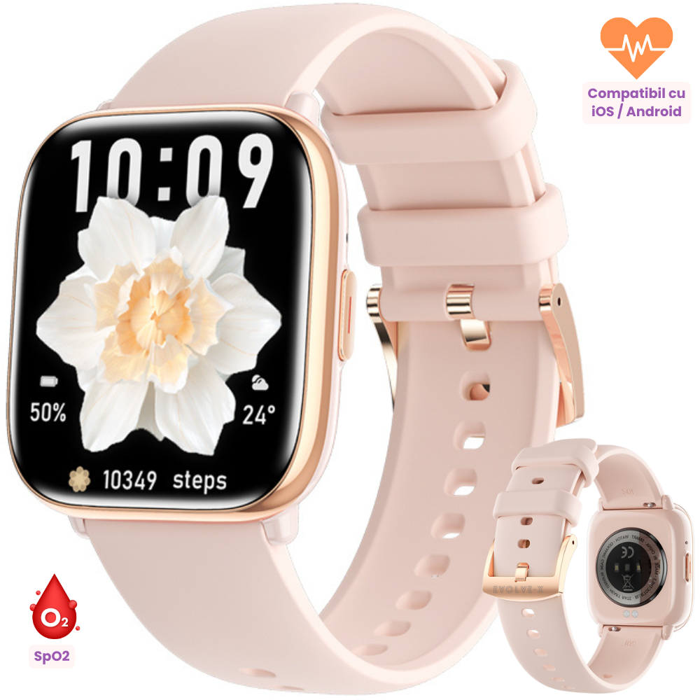 Ceas Smartwatch Evolve-x® Edge, Functii fitness, Display AMOLED 1.75 inch, Monitorizare Puls si Tensiune Arteriala, Oximetru SpO2, Notificari Ceas Smartwatch Evolve-x® Edge, Functii fitness, Display AMOLED 1.75 inch, Monitorizare Puls si Tensiune Arteriala, Oximetru SpO2, Notificari