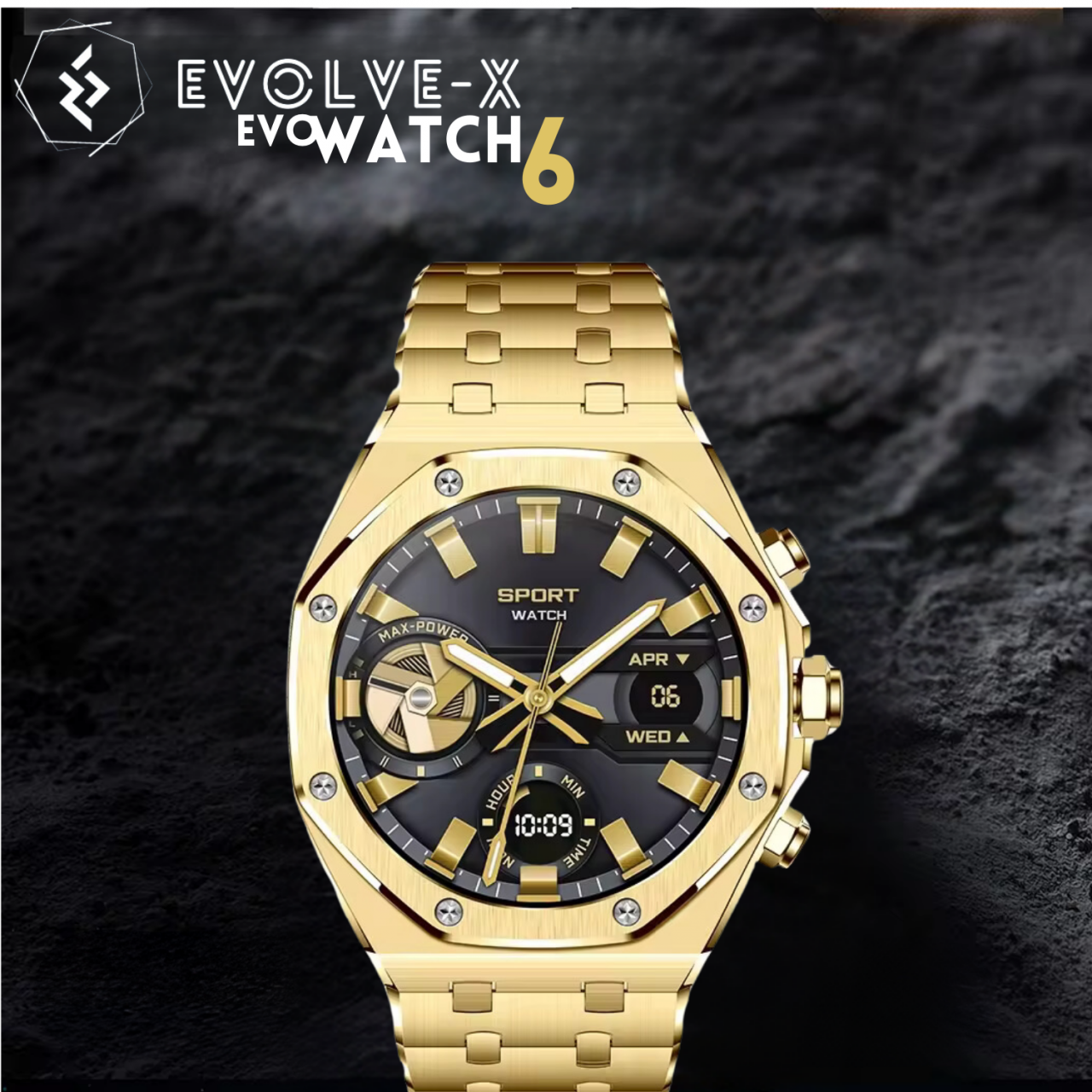 Ceas smartwatch Evolve-x® EvoWatch6, auriu/negru [9]