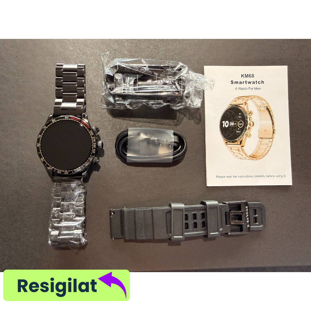 RESIGILAT: Ceas smartwatch Evolve-x® EvoFitt KM68, ecran AMOLED, Apeluri si mesaje bluetooth, Functii monitorizare Ritm cardiac, Somn, Nivel oxigen, Tensiune si Calorii, Asistent vocal, IP68, compatib [5]