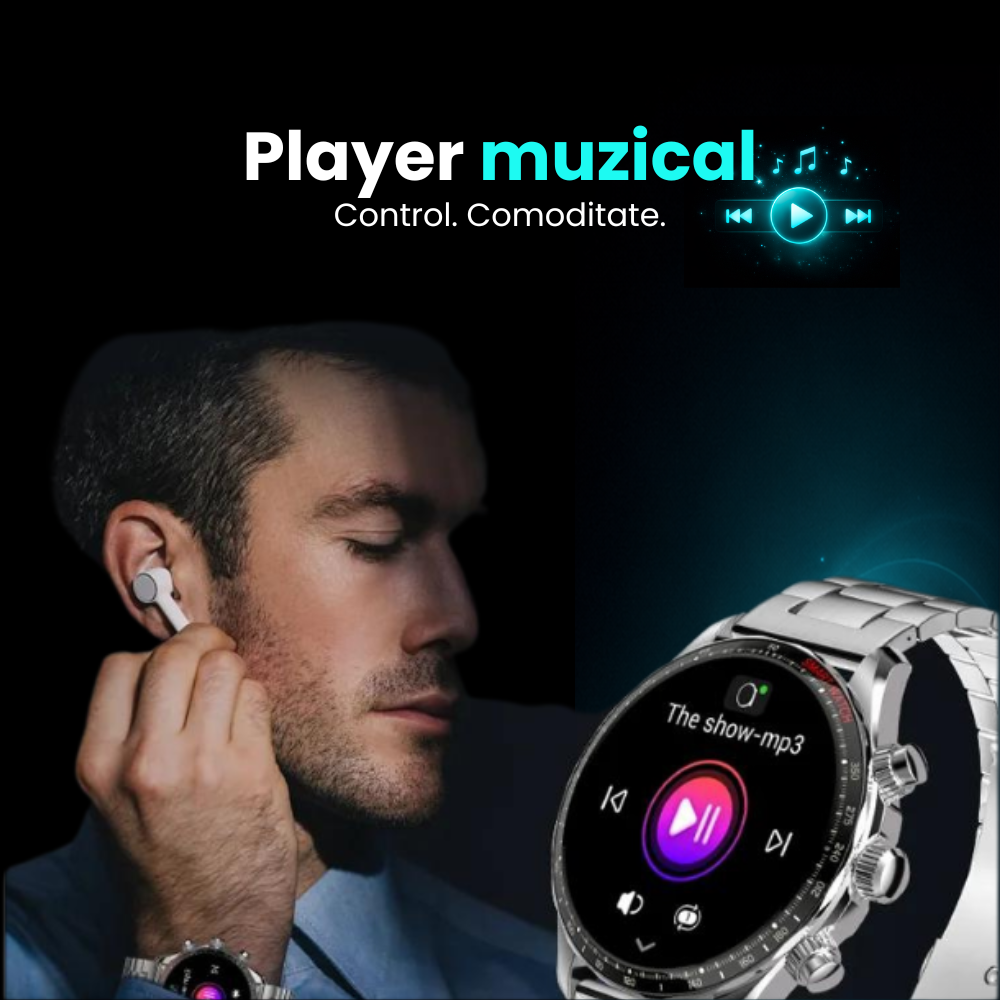 Ceas smartwatch EvoFitt KM68, ecran AMOLED, Apeluri si mesaje bluetooth, Functii monitorizare Ritm cardiac, Somn, Nivel oxigen, Tensiune si Calorii, Asistent vocal, IP68, compatibil iOS si Android [15]