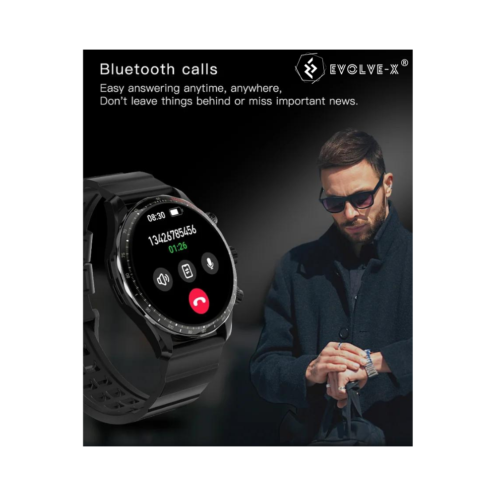 Ceas smartwatch Evolve-x® EvoFitt KM68, ecran AMOLED, Apeluri si mesaje bluetooth, Functii monitorizare Ritm cardiac, Somn, Nivel oxigen, Tensiune si Calorii, Asistent vocal, IP68, compatibil iOS si A [12]