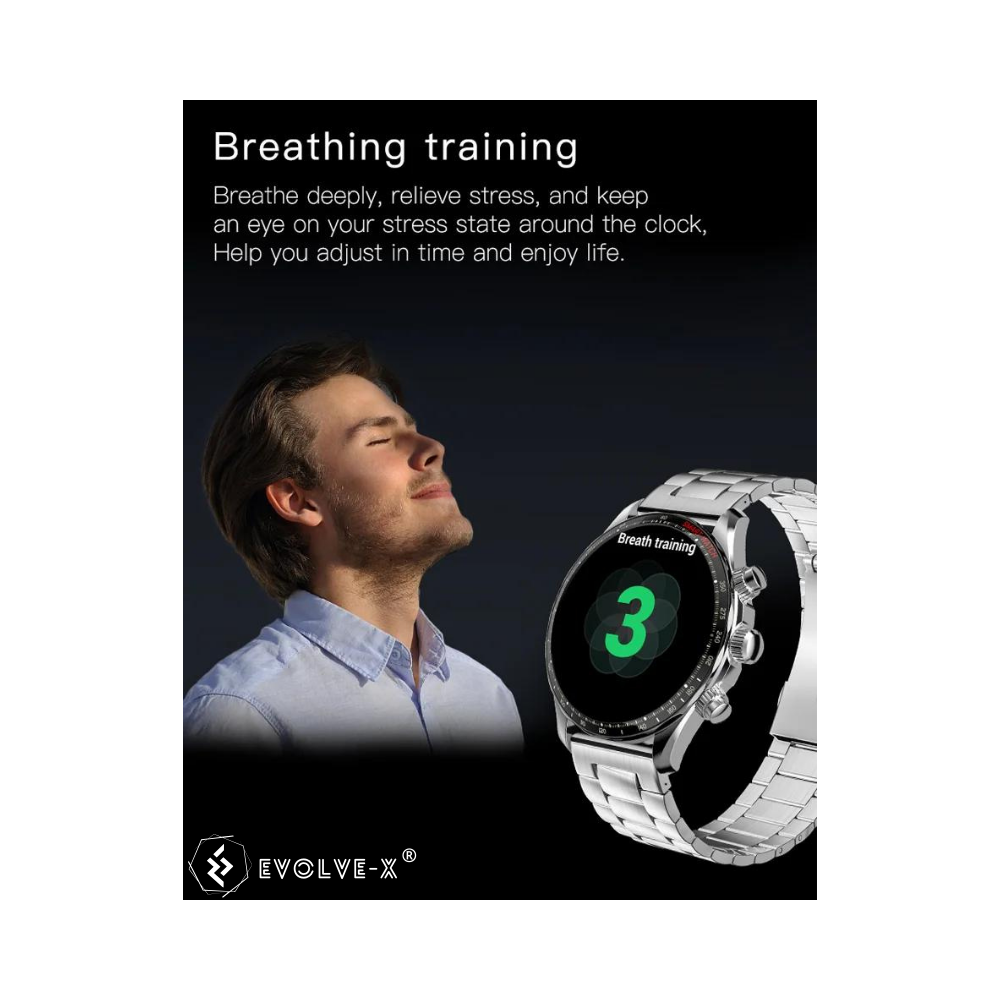 Ceas smartwatch Evolve-x® EvoFitt KM68, ecran AMOLED, Apeluri si mesaje bluetooth, Functii monitorizare Ritm cardiac, Somn, Nivel oxigen, Tensiune si Calorii, Asistent vocal, IP68, compatibil iOS si A [12]