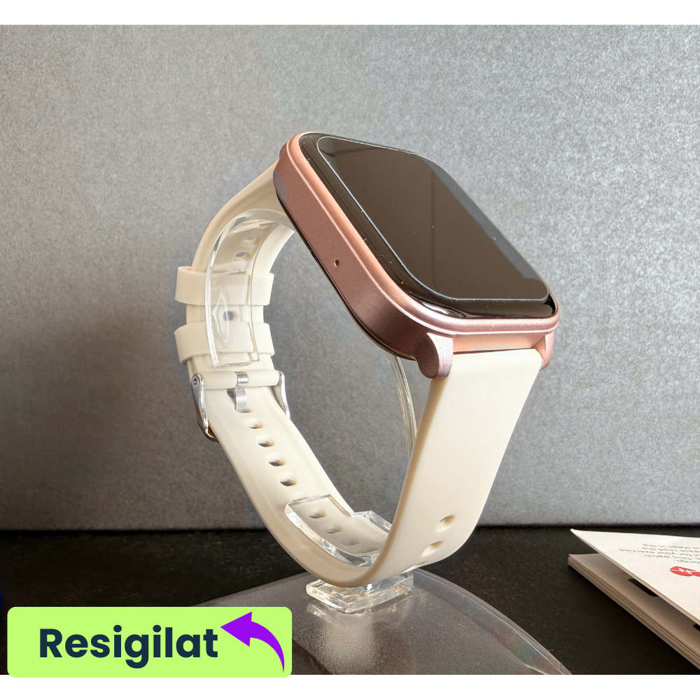 RESIGILAT: Ceas smartwatch Evolve-x® EvoPulse PRO, EKG, Apeluri si mesaje bluetooth, Monitorizare Sanatate, rose gold, curea crem [7]