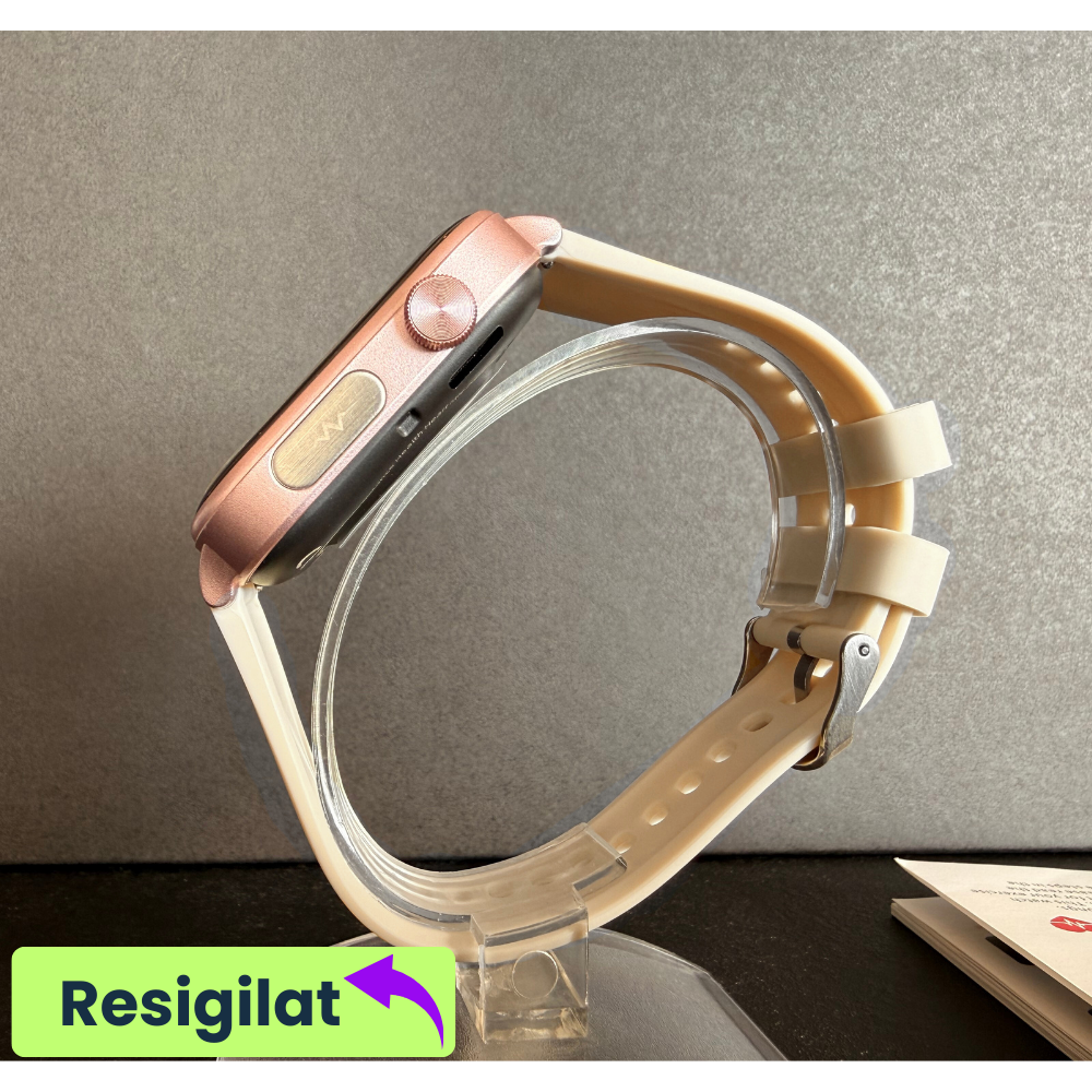 RESIGILAT: Ceas smartwatch Evolve-x® EvoPulse PRO, EKG, Apeluri si mesaje bluetooth, Monitorizare Sanatate, rose gold, curea crem [3]