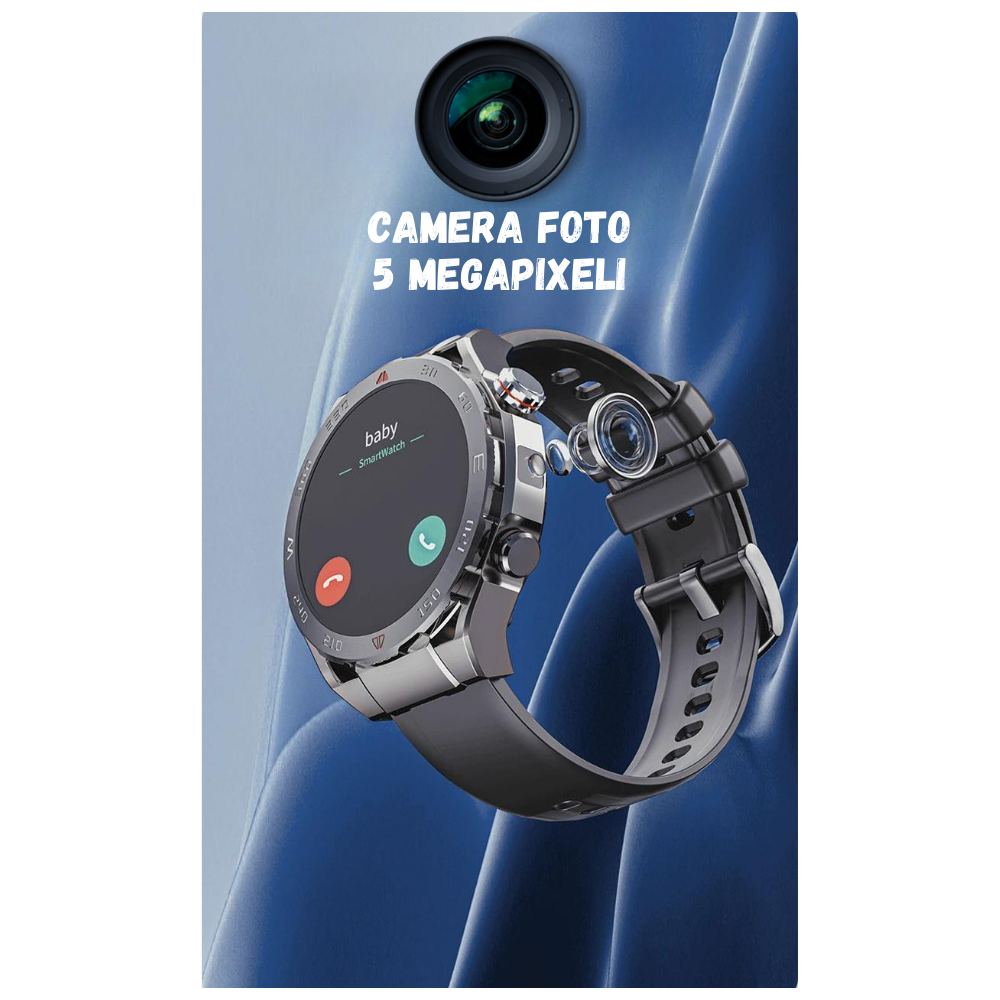 Ceas smartwatch Evolve-x® VP600, cu cartela SIM, GPS, sistem de operare Android, Camera foto, Apel Video, Aplicatii sociale TikTok, Facebook, Whatsapp, Youtube, Senzori oxigen, ritm cardiac, Moduri fi [8]