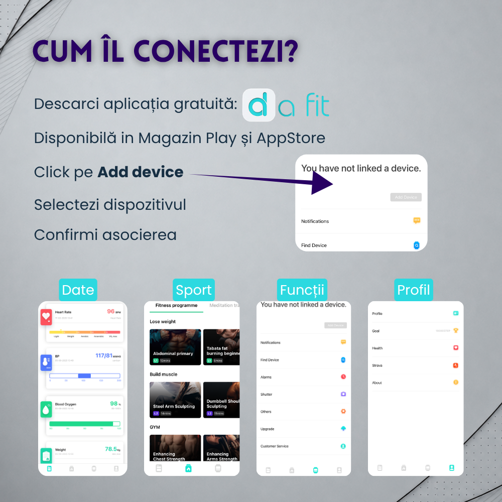 Ceas smartwatch, unisex, fitness, sport, meniu in limba romana, functie apel Bluetooth, notificari, ecran 1.39", monitorizare puls, tensiune, oxigen si somn, 2 bratari incluse, compatibil iOS si Andro [28]