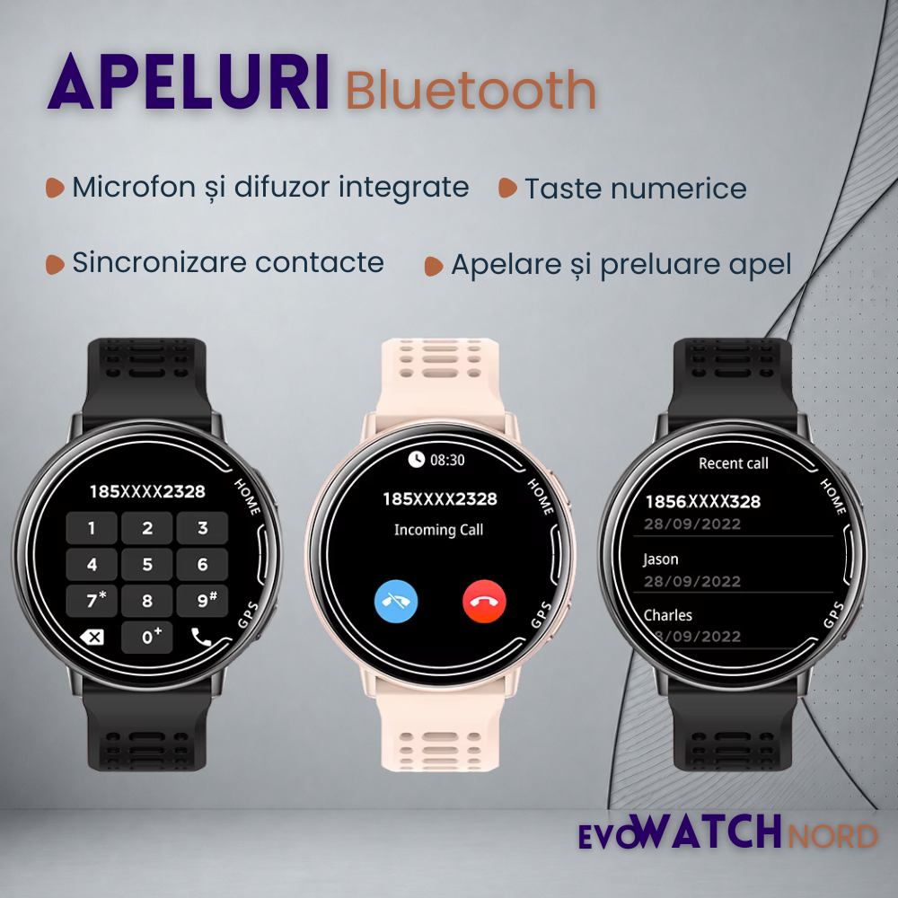 Ceas smartwatch, unisex, fitness, sport, meniu in limba romana, functie apel Bluetooth, notificari, ecran 1.39", monitorizare puls, tensiune, oxigen si somn, 2 bratari incluse, compatibil iOS si Andro [9]