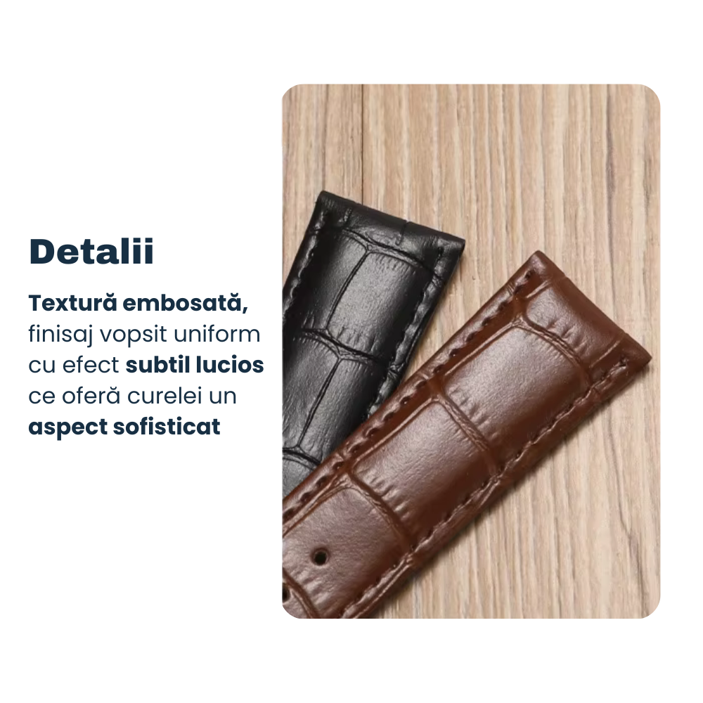 Curea smartwatch din piele Evolve-x®, 20mm, sistem Quick release, catarama metalica tip butterfly [5]