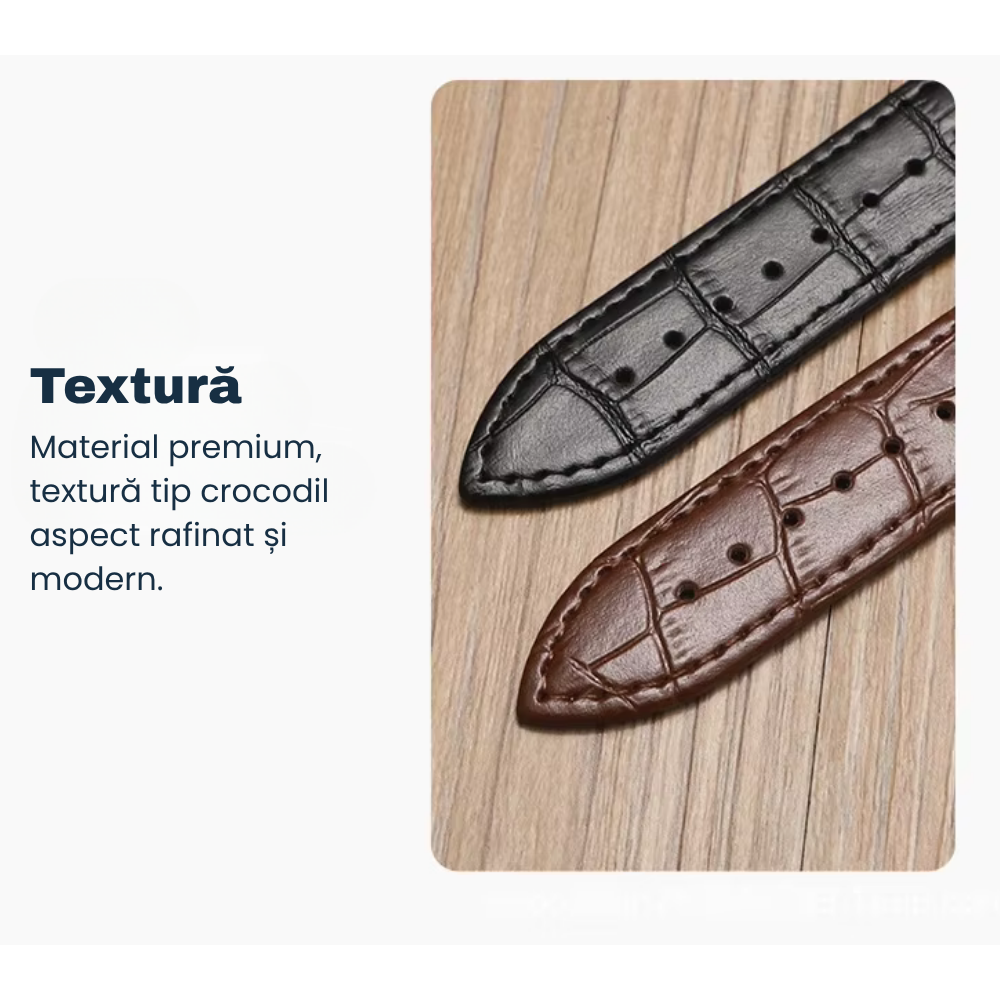 Curea smartwatch din piele Evolve-x®, 20mm, sistem Quick release, catarama metalica tip butterfly [3]