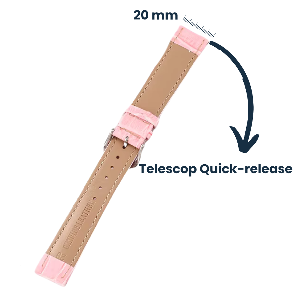 Curea smartwatch din piele ecologica, 20mm, sistem Quick release, catarama metalica, roz [4]