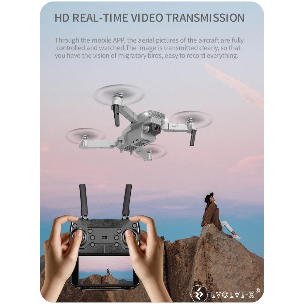 Drona pliabila Evolve-x® E88, Camera duala UHD 4K, Functie mentinere pozitie, Unghi 120°, Rulare 360°, Telecomanda pliabila, Functie foto prin gesturi, Potrivita pentru copii, Aplicatie Android/iOS, W [6]