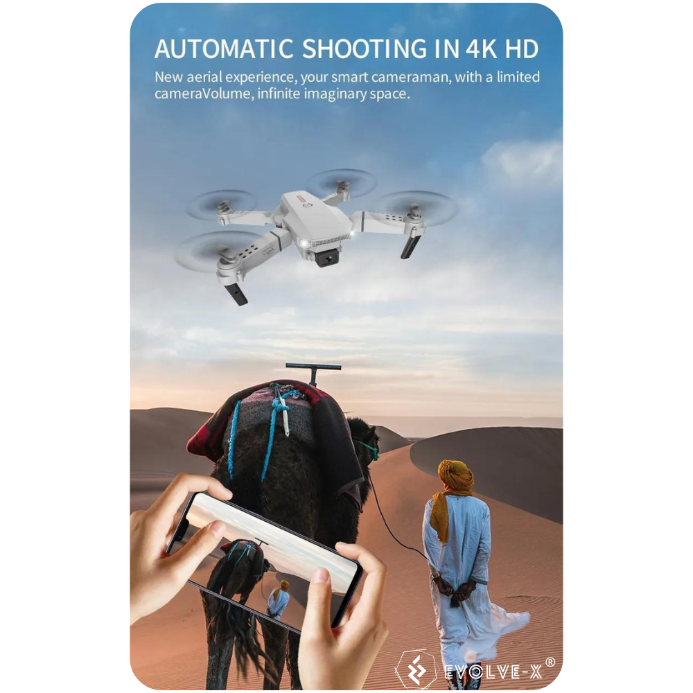Drona pliabila Evolve-x® E88, Camera duala UHD 4K, Functie mentinere pozitie, Unghi 120°, Rulare 360°, Telecomanda pliabila, Functie foto prin gesturi, Potrivita pentru copii, Aplicatie Android/iOS, W [5]