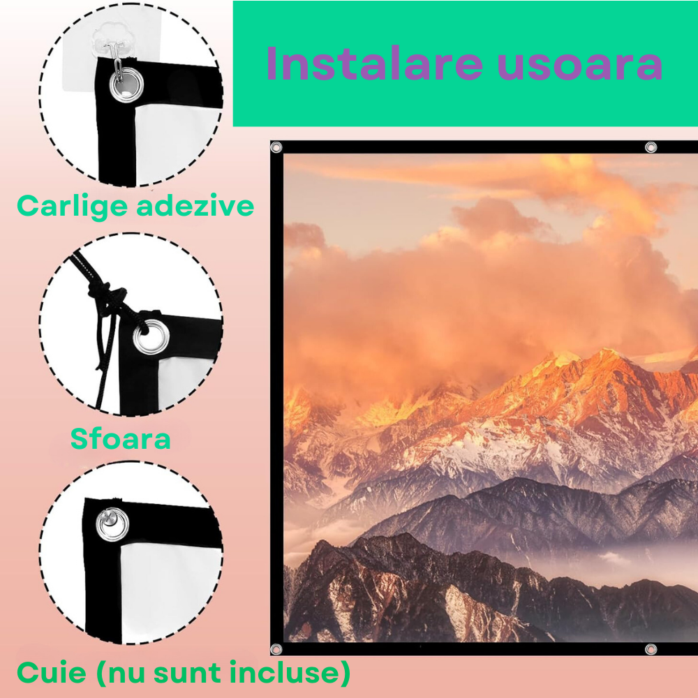 Ecran de proiectie Evolve-x® 100 inch, portabil, 16:9, Material anti-lumina, Proiectie fata-verso, potrivit pentru acasa, birou sau exterior [6]