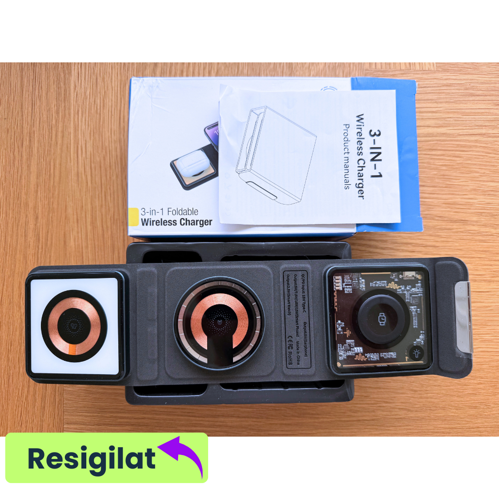 RESIGILAT: Incarcator Wireless 3 in 1 Pliabil Evolve-x® EvoBoost cu incarcare rapida Magsafe QI Fast Charge 15W, lumina ambientala, compatibil cu Apple Iphone, Samsung, Huawei, Apple Watch, Airpods [4]