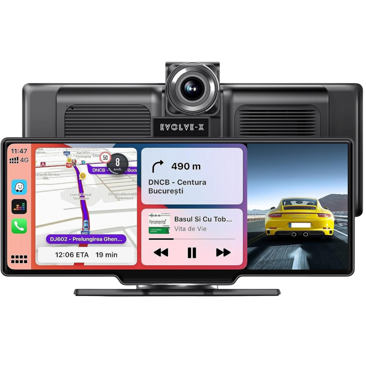Navigatie Auto universala EvoCARS Carplay/Android Auto, Camera frontala si marsarier [2]