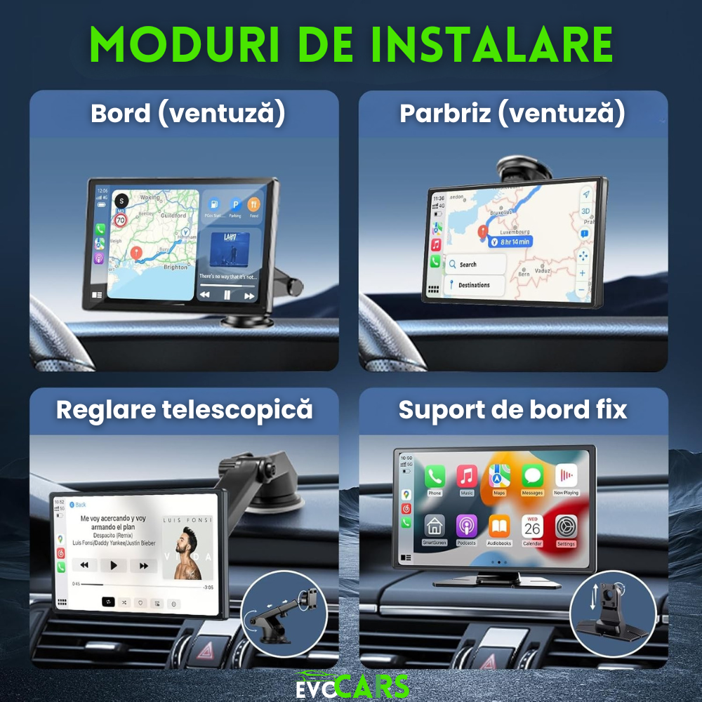 Navigatie Auto EvoCARS pentru Carplay/Android Auto wireless, Camera de bord si marsarier, 9 inch [6]