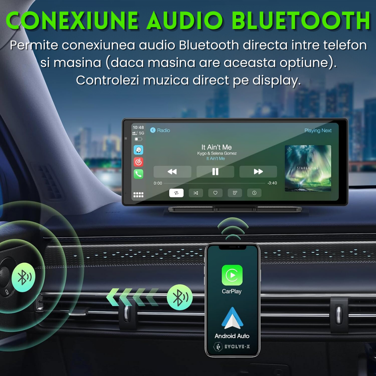 Navigatie Auto universala EvoCARS Carplay/Android Auto, Camera frontala si marsarier [13]