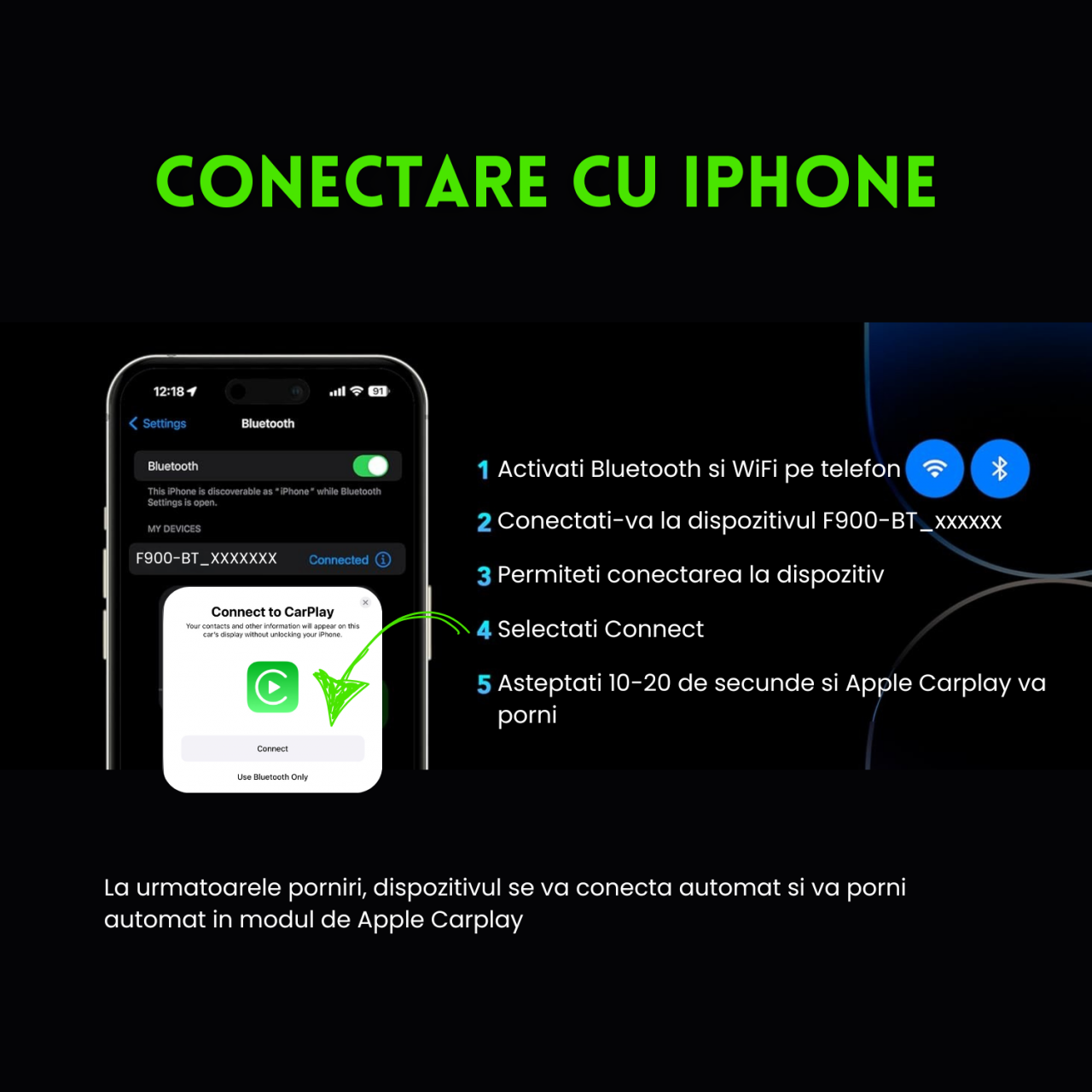 Navigatie Auto universala EvoCARS Carplay/Android Auto, Camera frontala si marsarier [16]