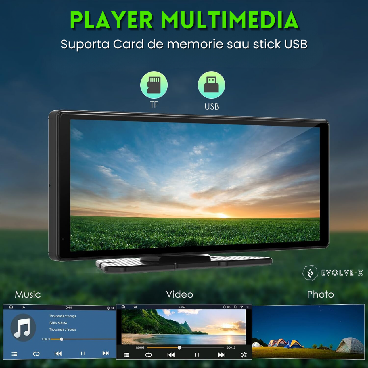 Navigatie Auto EvoCARS Carplay/Android Auto si camera marsarier, cu suport de bord [8]