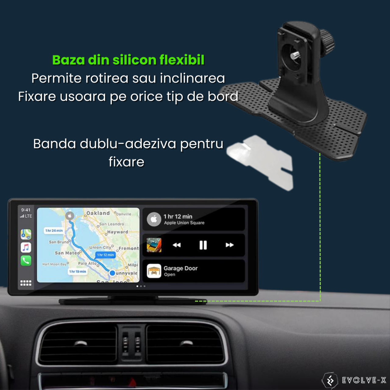 Navigatie Auto EvoCARS Carplay/Android Auto si camera marsarier, cu suport de bord [11]