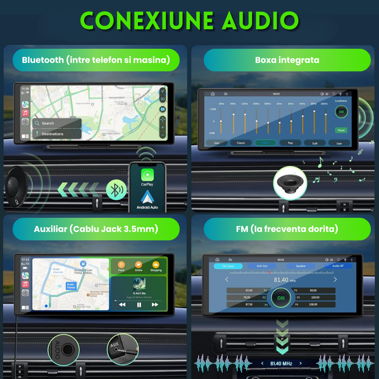 Navigatie Auto EvoCARS Carplay/Android Auto si camera marsarier, cu suport de bord [6]