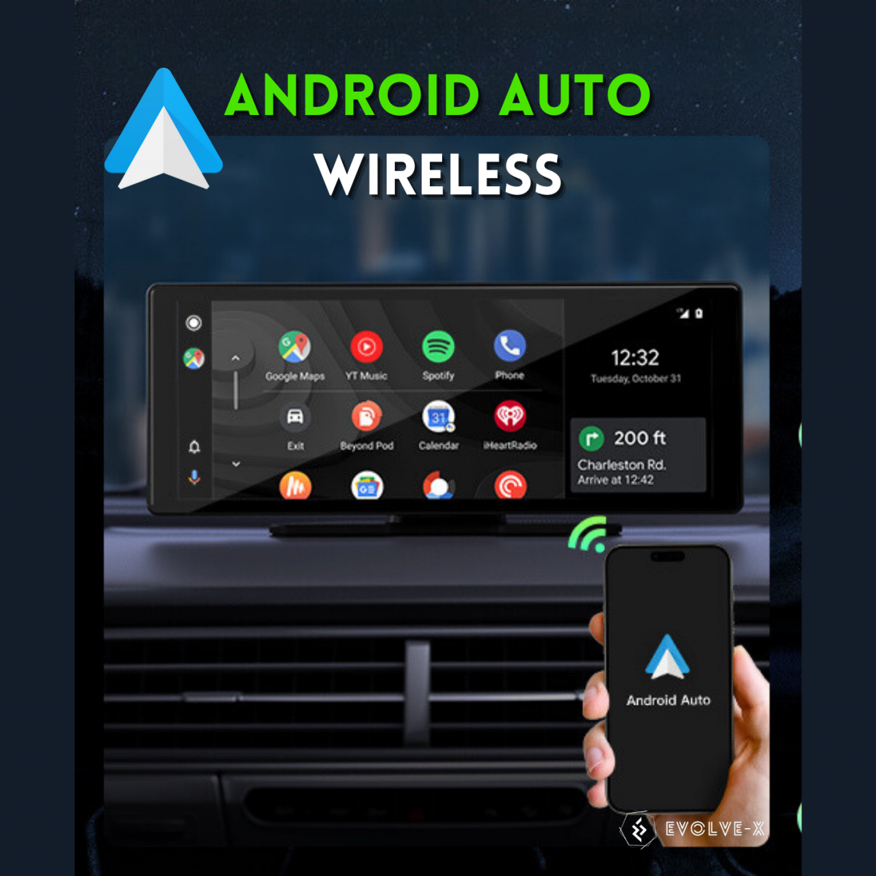 Navigatie Auto EvoCARS Carplay/Android Auto si camera marsarier, cu suport de bord [5]