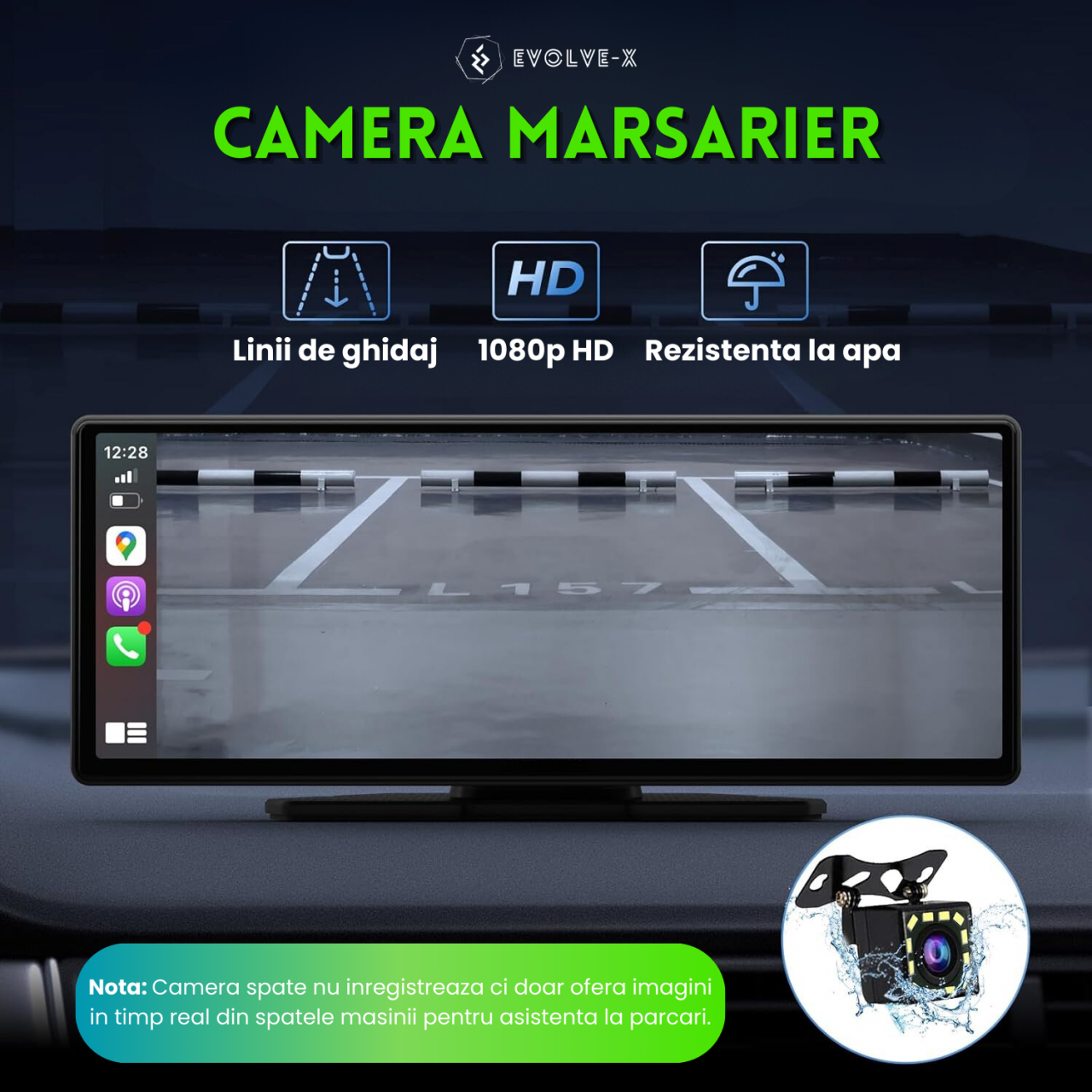 RESIGILAT: Navigatie Auto EvoCARS Carplay/Android Auto, Camera de bord si marsarier [15]
