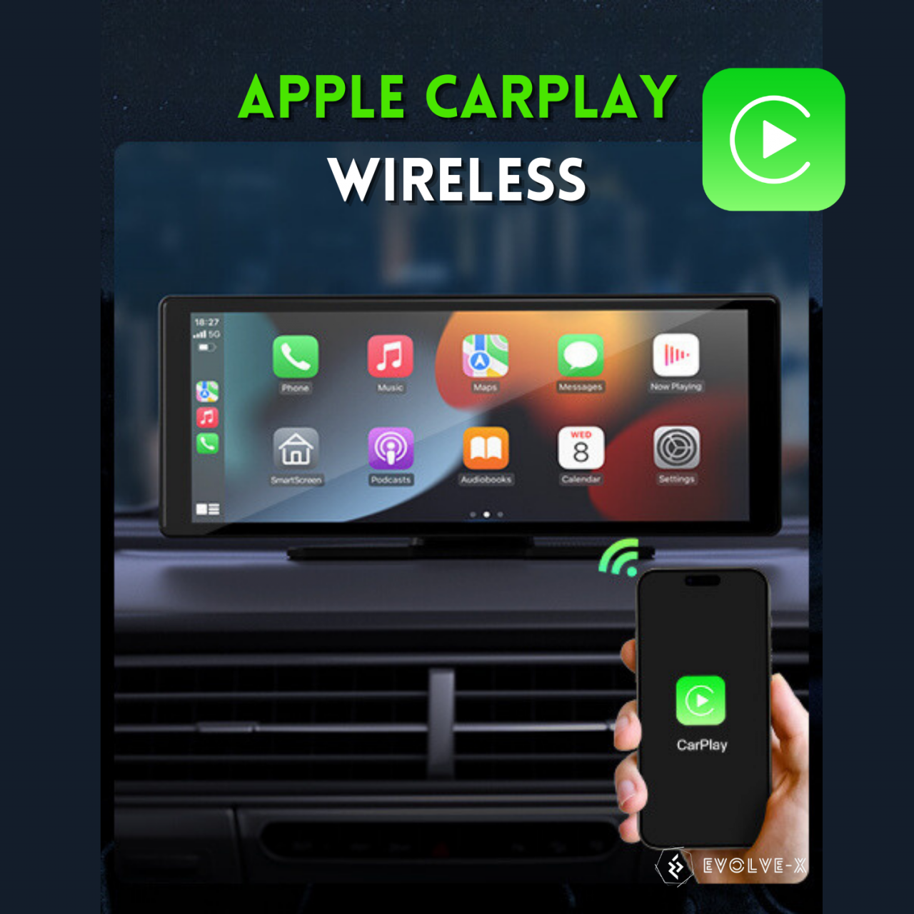 Navigatie Auto EvoCARS Carplay/Android Auto si camera marsarier, cu suport de bord [4]