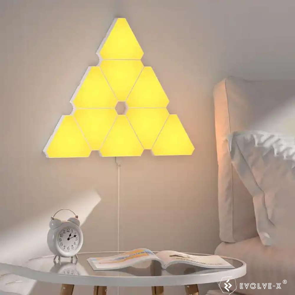 Set 12 panouri luminoase LED modulare inteligente Evolve-x® EvoLuxe, RGB, Wi-Fi, senzor muzica, telecomanda si aplicatie compatibila iOS/Android, 200 lm [12]