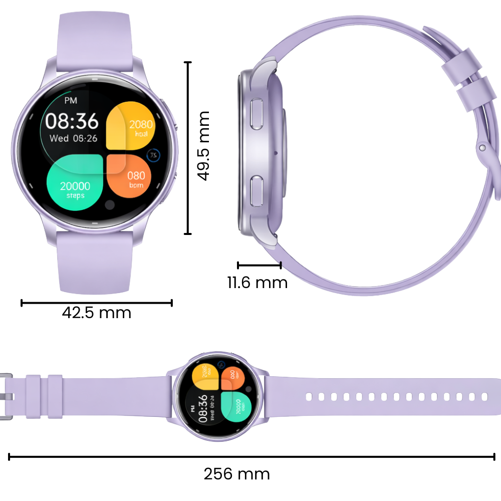 Smartwatch Evolve-x EvoWatch Naro AMOLED 1.32”, Monitorizare Sănătate, Apeluri Bluetooth, GPS, Autonomie 7 Zile, Rezistent Apă 3ATM, Mov Pastel [7]