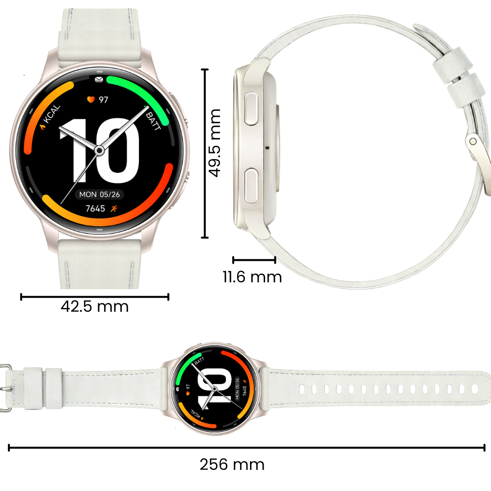 Smartwatch Evolve-x EvoWatch Naro AMOLED 1.32”, Monitorizare Sănătate, Apeluri Bluetooth, GPS, Autonomie 7 Zile, Rezistent Apă 3ATM, Bej [6]