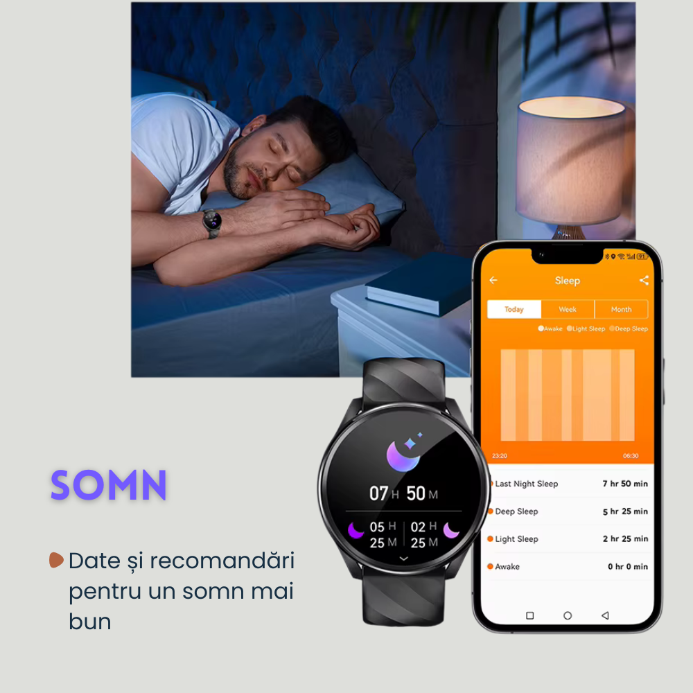 Smartwatch Unisex cu Apeluri Bluetooth, Ecran HD 1.46”, Monitorizare Puls, Tensiune și Oxigen SpO2, 100+ Moduri Sportive, Autonomie 7 Zile, EvoWatch Noa [19]