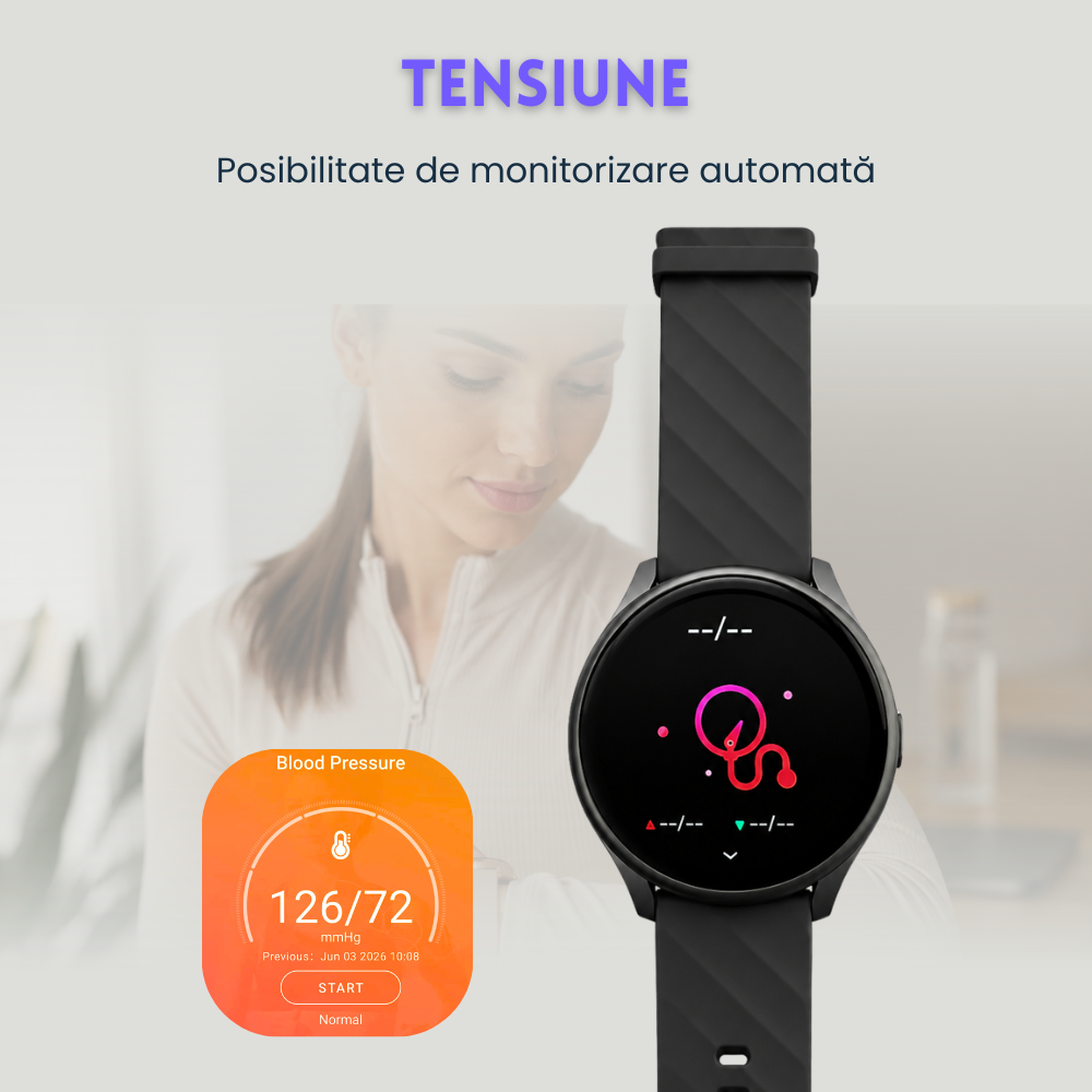 Smartwatch Unisex cu Apeluri Bluetooth, Ecran HD 1.46”, Monitorizare Puls, Tensiune și Oxigen SpO2, 100+ Moduri Sportive, Autonomie 7 Zile, EvoWatch Noa [18]